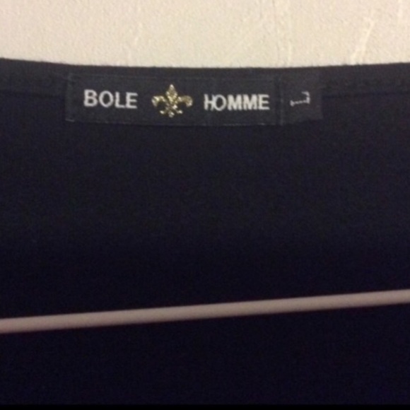 BOLE HOMME Black Long Sleeve BLOUSE With Pink BOW And Pink ACCENTS Size LARGE - Picture 3 of 11